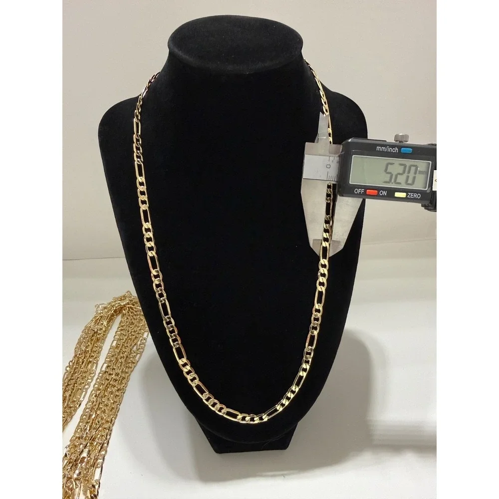 figaro necklace chain 14k gold layered 22inch 5mm lobster clasp